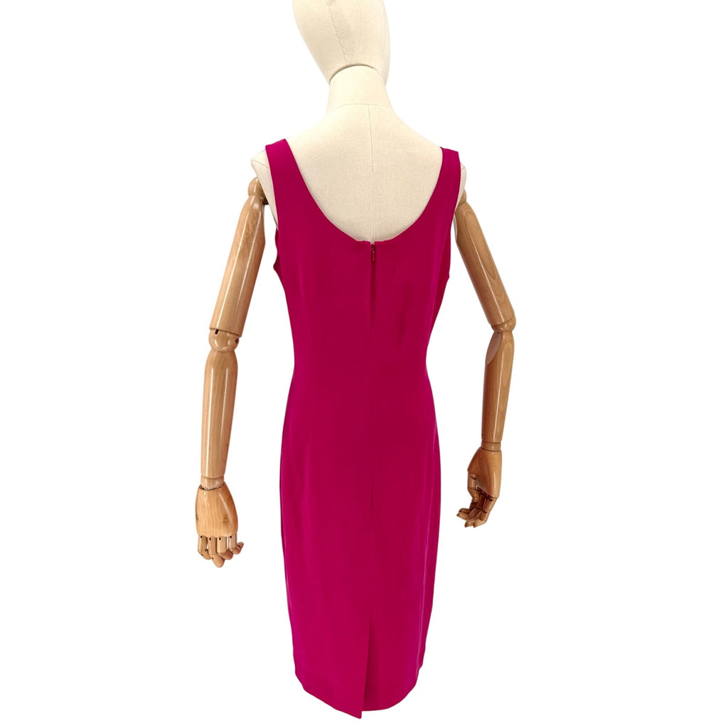 Vintage 90s Papell Too Pink 100% Silk Minimalist Sleeveless Sheath Dress