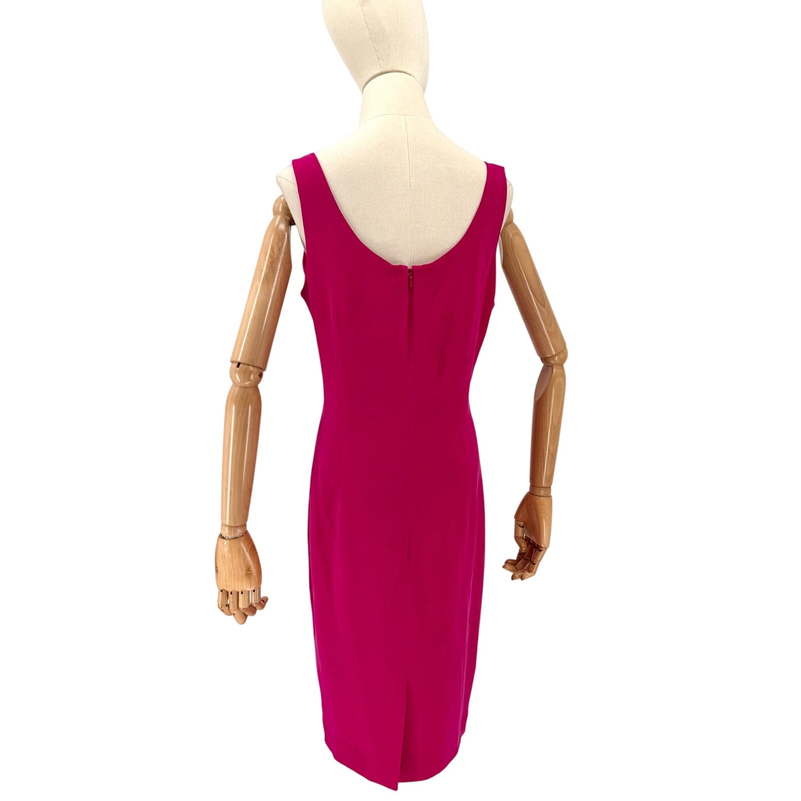 Vintage 90s Papell Too Pink 100% Silk Minimalist Sleeveless Sheath Dress