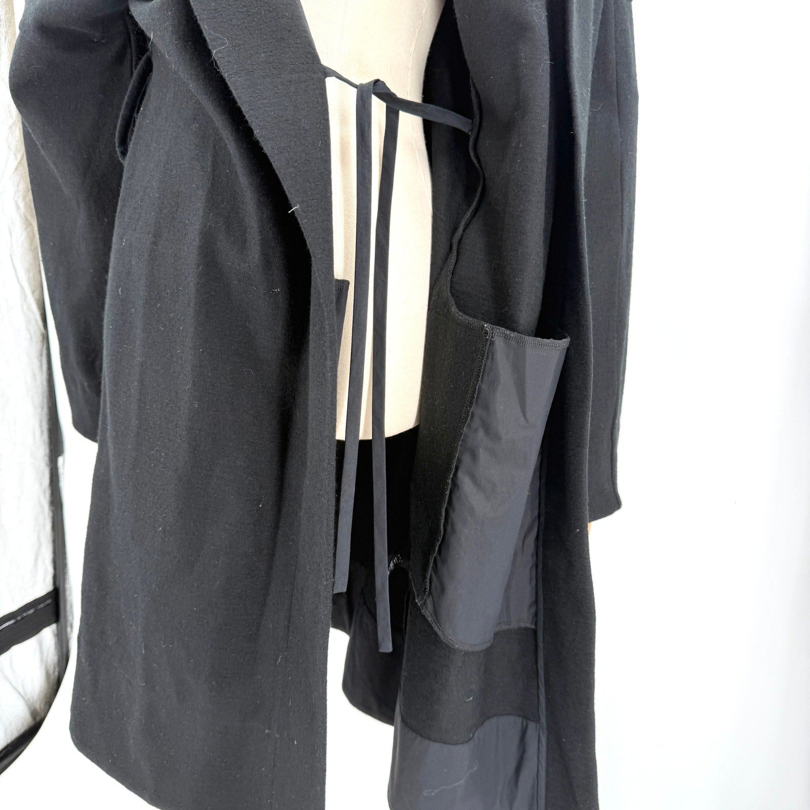 COS Black Wool Cotton Minimalist Belted Duster Jacket