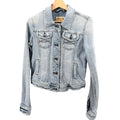 Vintage Y2K Abercrombie & Fitch Light Blue Distressed Cropped Denim Jacket