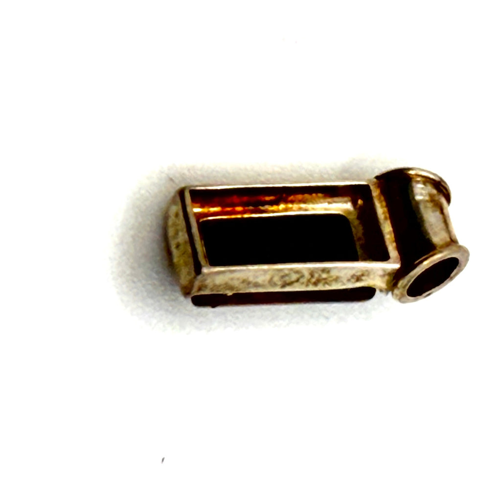Vintage 90s Sterling Silver Cognac Amber Rectangular Modernist Pendant