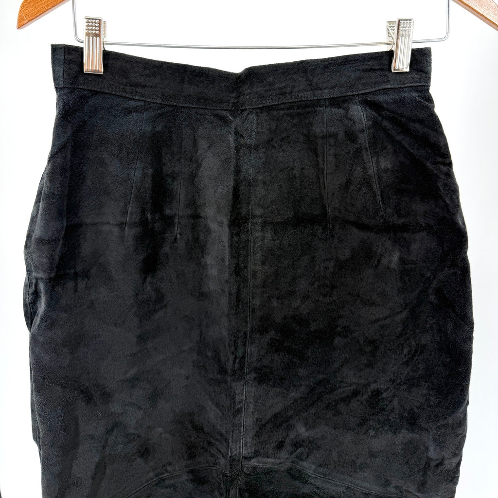 Vintage 90s Gitano Black Genuine Suede Minimalist Maxi Skirt