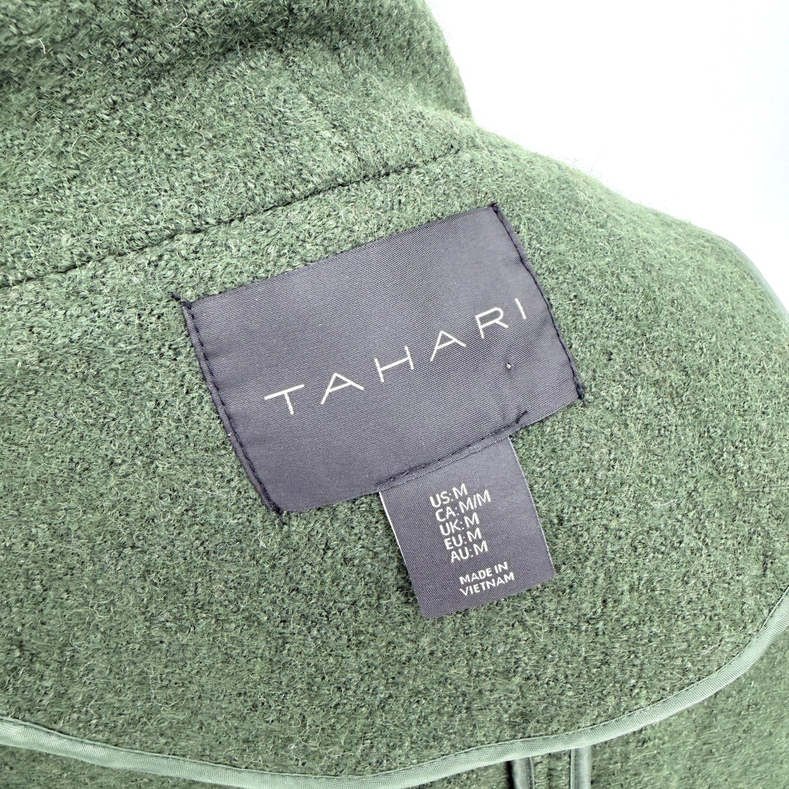 Tahari Forest Green Longline Open Front Duster Patch Pocket Vest