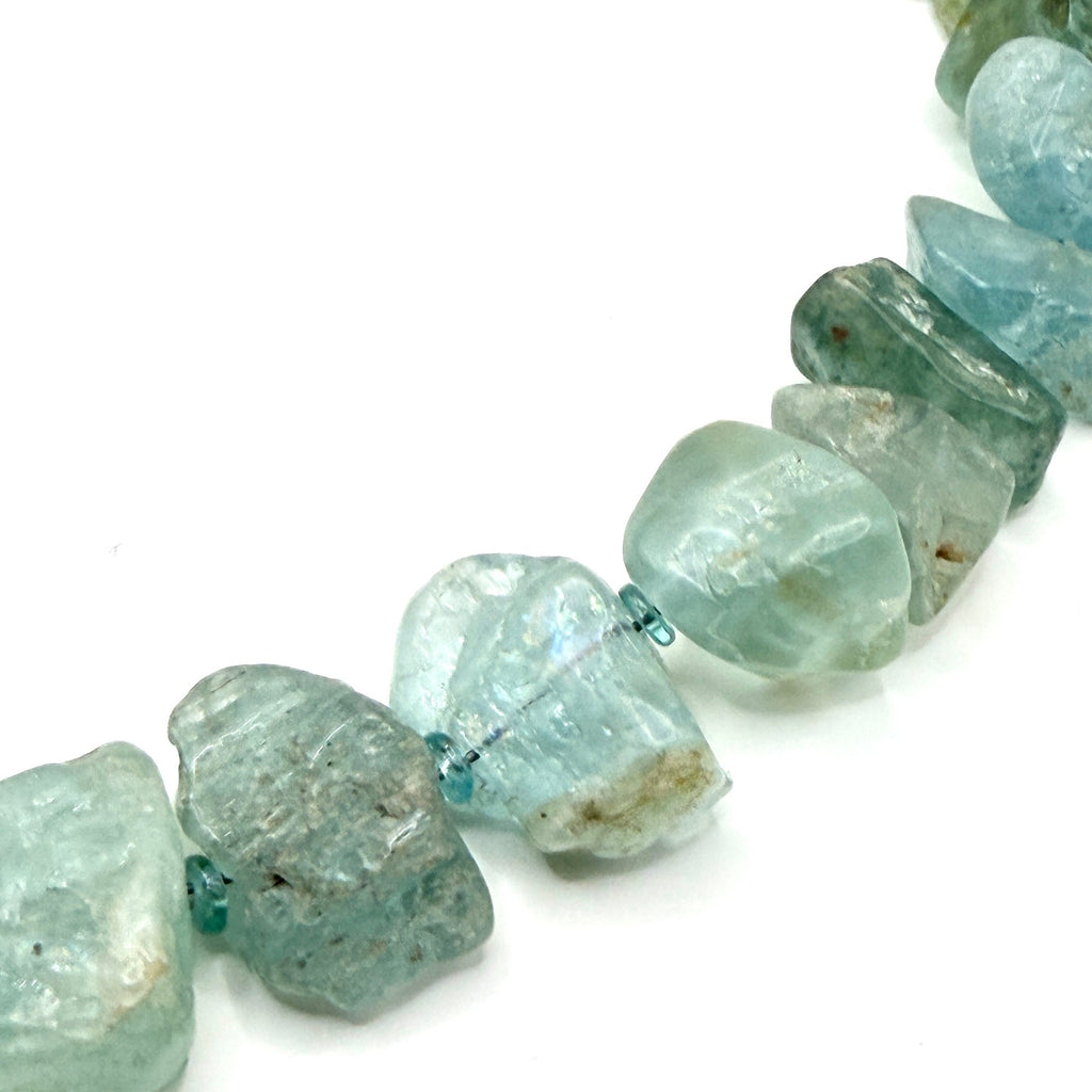 Vintage 90s Ice Blue Aquamarine Raw Nugget Statement Choker Necklace