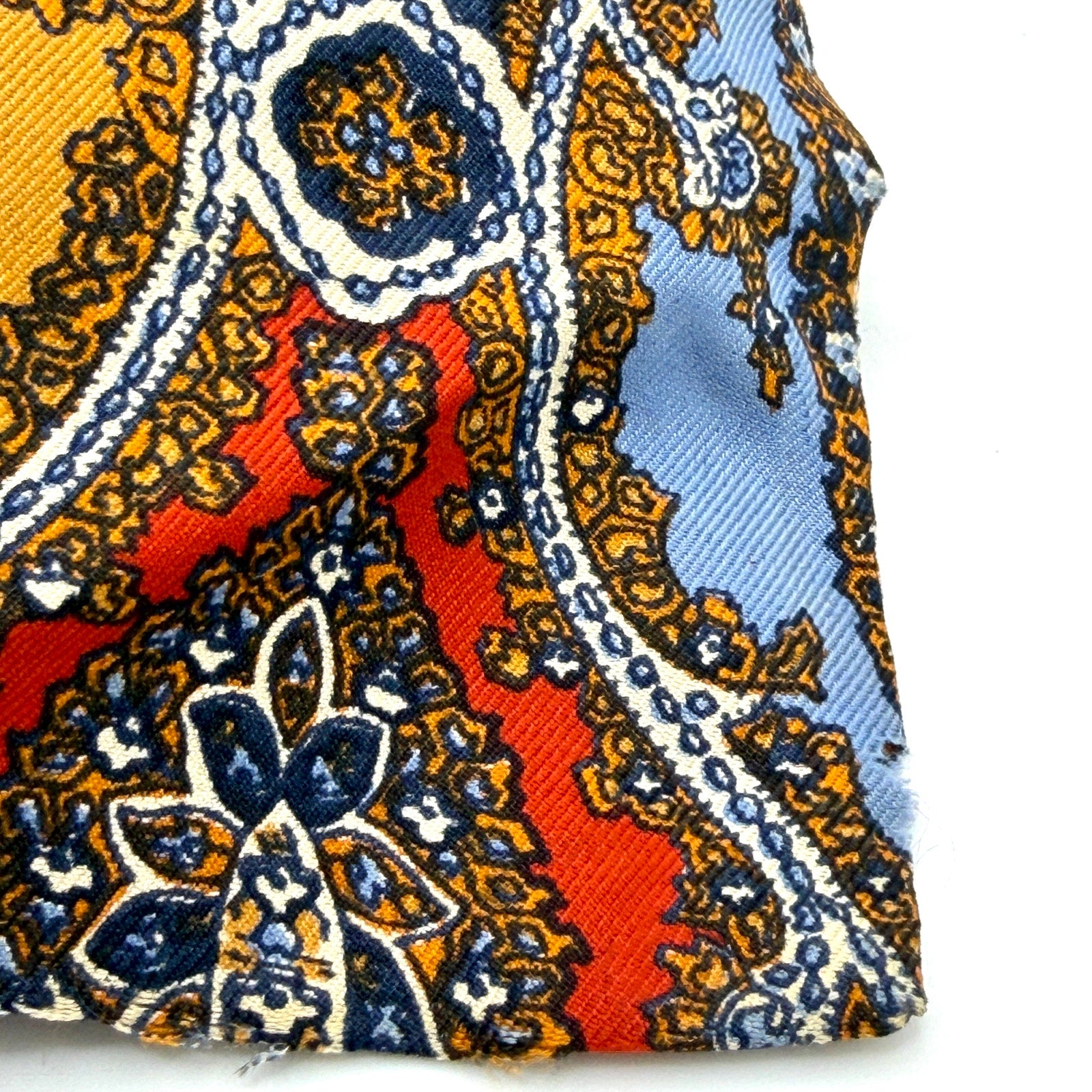 Vintage 70s Harrods Yellow Red 100% Silk Paisley Psychedelic Mod Super Wide Tie