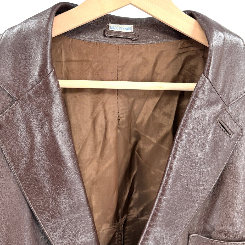 Vintage 70s Dark Brown Genuine Leather Spanish Blazer