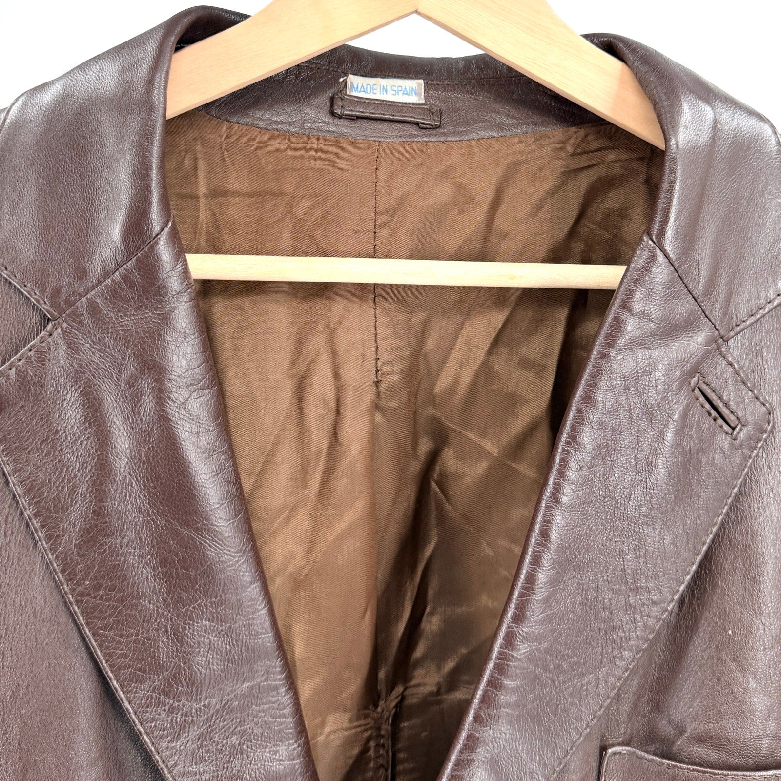 Vintage 70s Dark Brown Genuine Leather Spanish Blazer