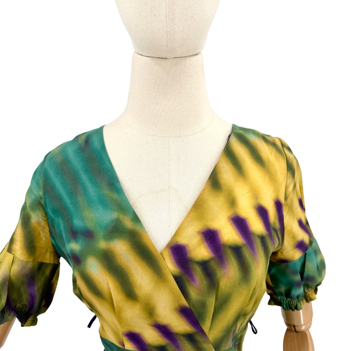 Vintage Y2K Escada Sport Green Purple Tie-Dye A-Line Dress