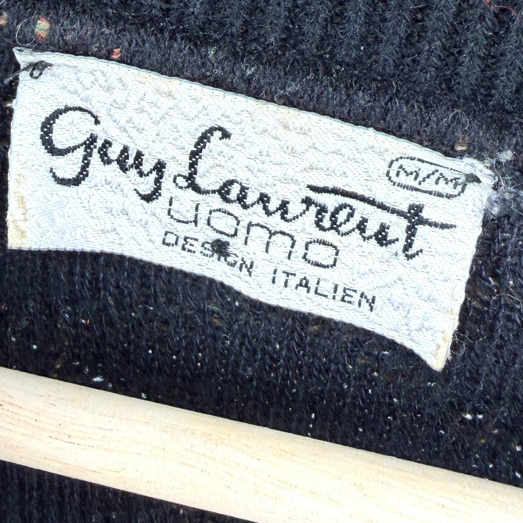 Vintage 80s Guy Laurent Brown 100% Wool Outdoor Leather Patch Sweater