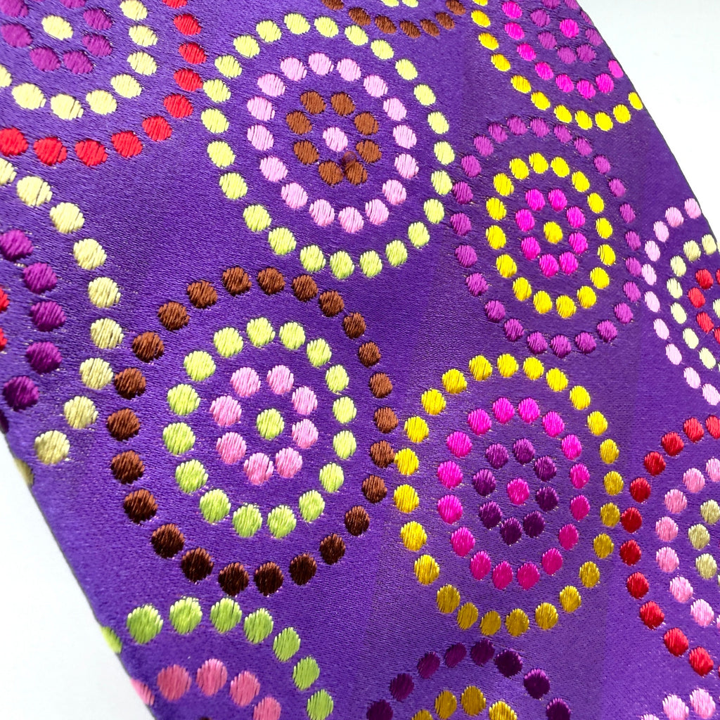Duchamp London Purple 100% Silk Concentric Dot Circle Print Necktie
