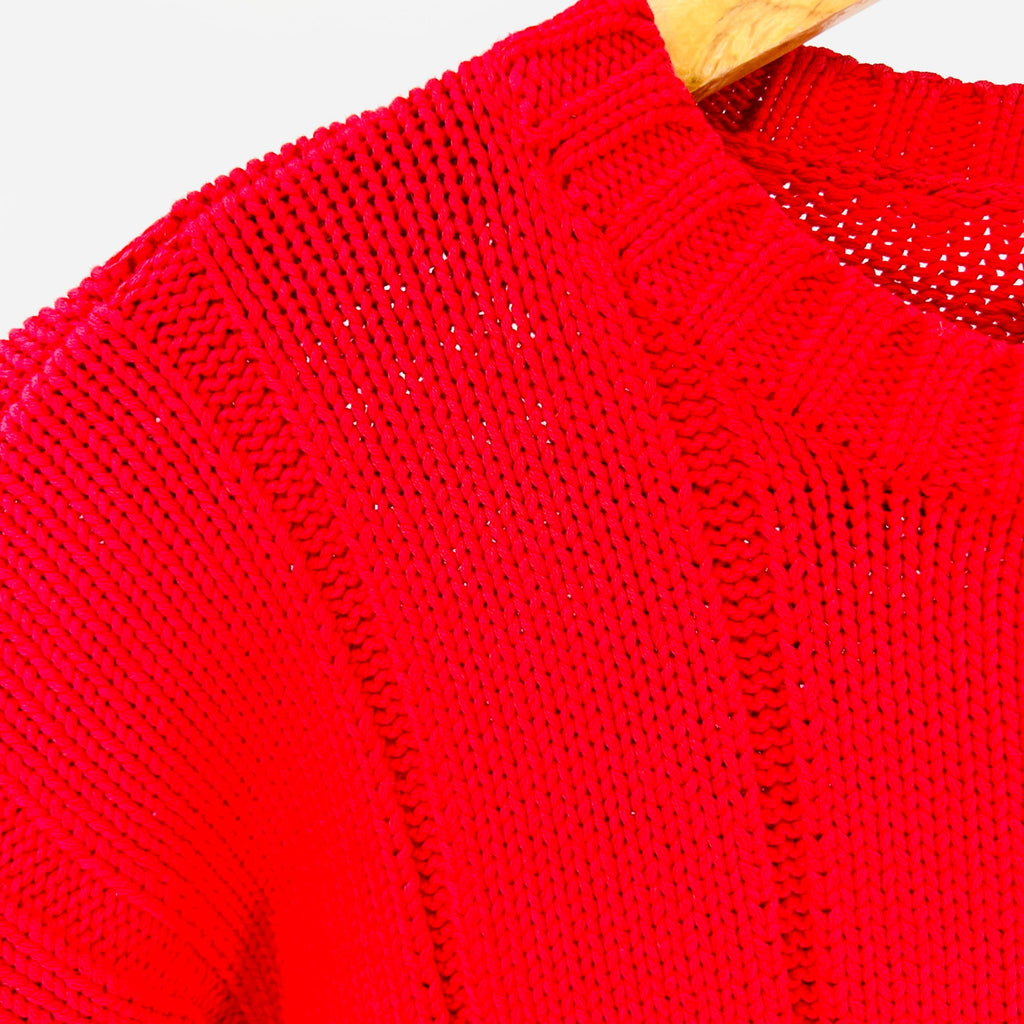 Vintage 90s Gap Red 100% Cotton Shaker Knit Blue Label Crewneck Sweater