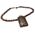 Vintage 90s Amy Kahn Russell Sterling Silver Dragon Pearl Ruby Necklace Pendant