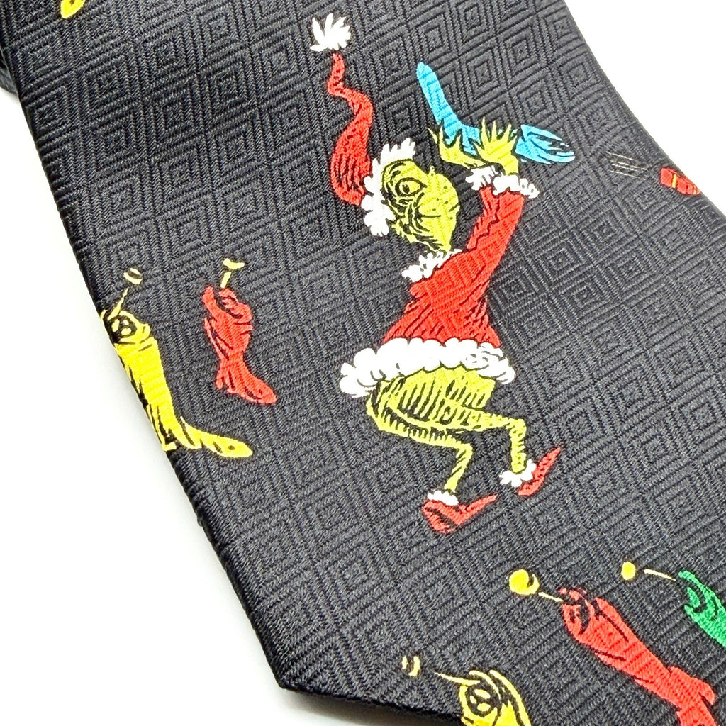 Vintage 90s Dr. Seuss Grinch Black Christmas Novelty NWT Necktie