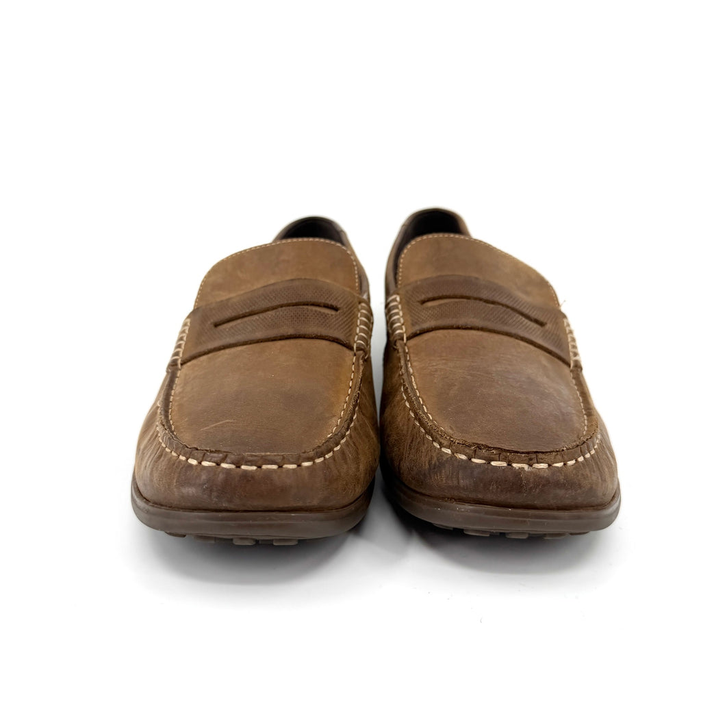 Rockport Brown Genuine Leather TruTech Memory Foam Comfort Penny Loafers Shoes