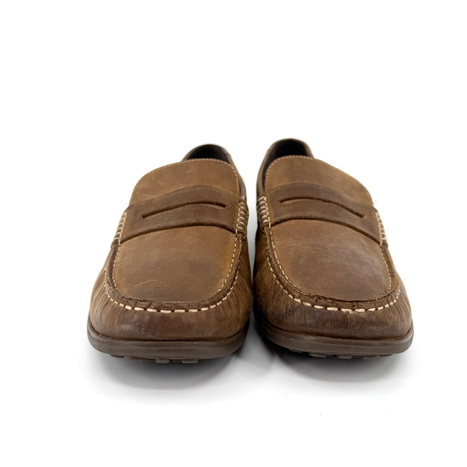 Rockport Brown Genuine Leather TruTech Memory Foam Comfort Penny Loafers Shoes