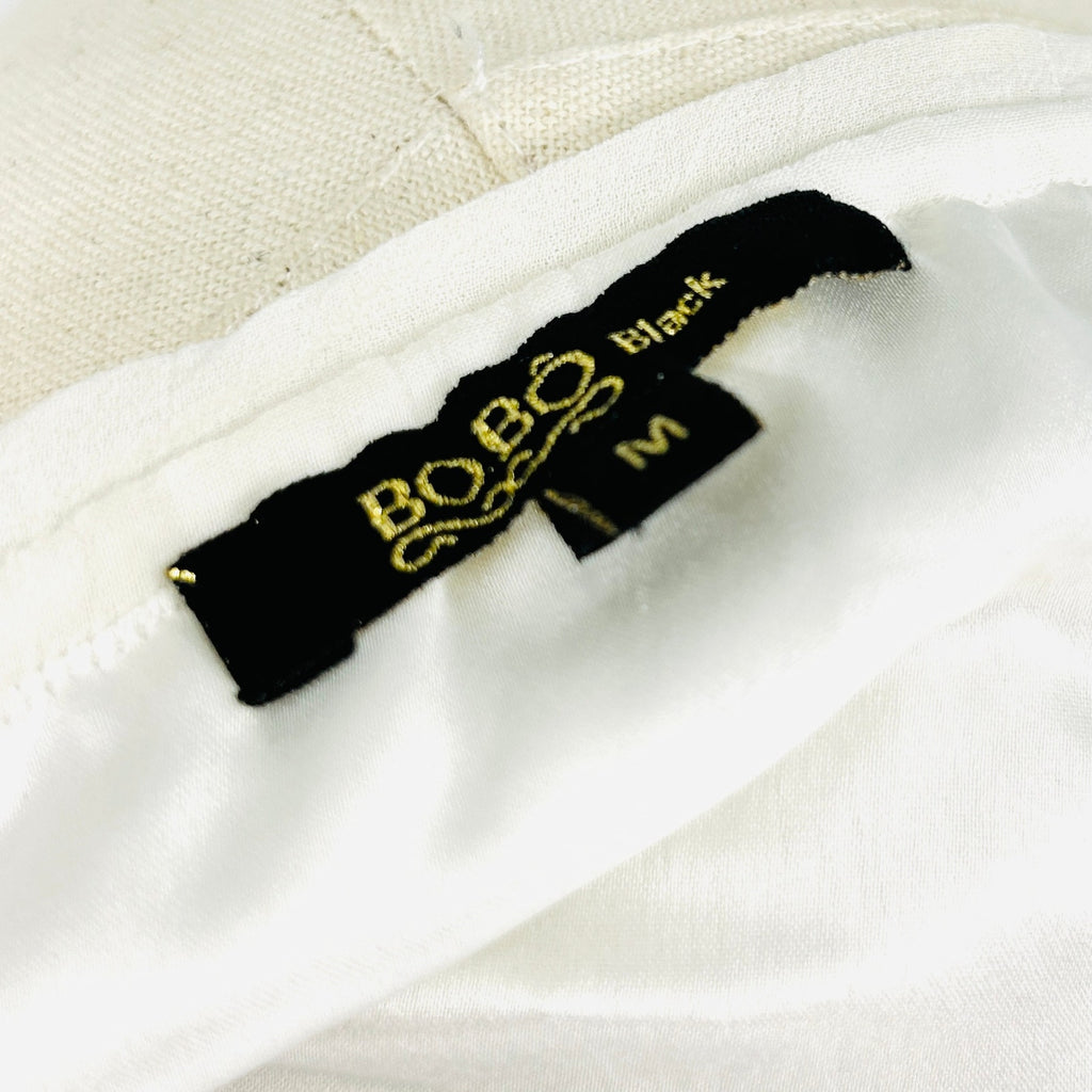 Bo.Bô White 100% Silk Sheer Fully Beaded Satin Lined Boho Tassel Tunic