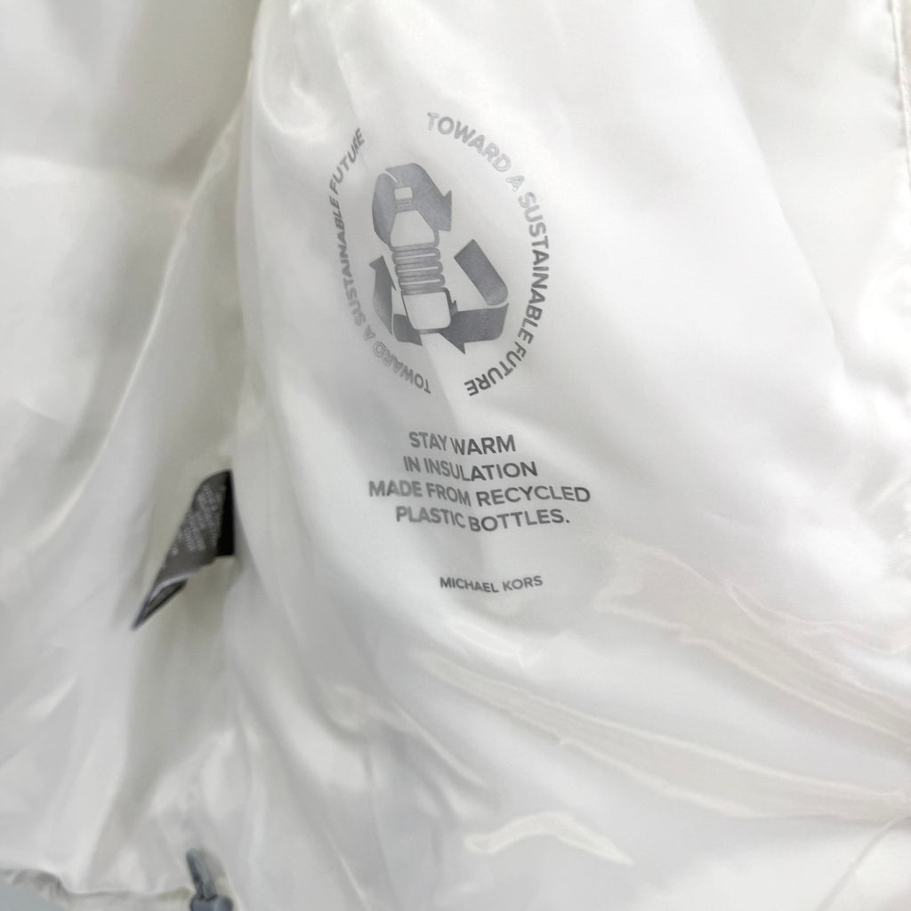 Michael Kors White Hooded Sporty Ski Puffer Parka Jacket