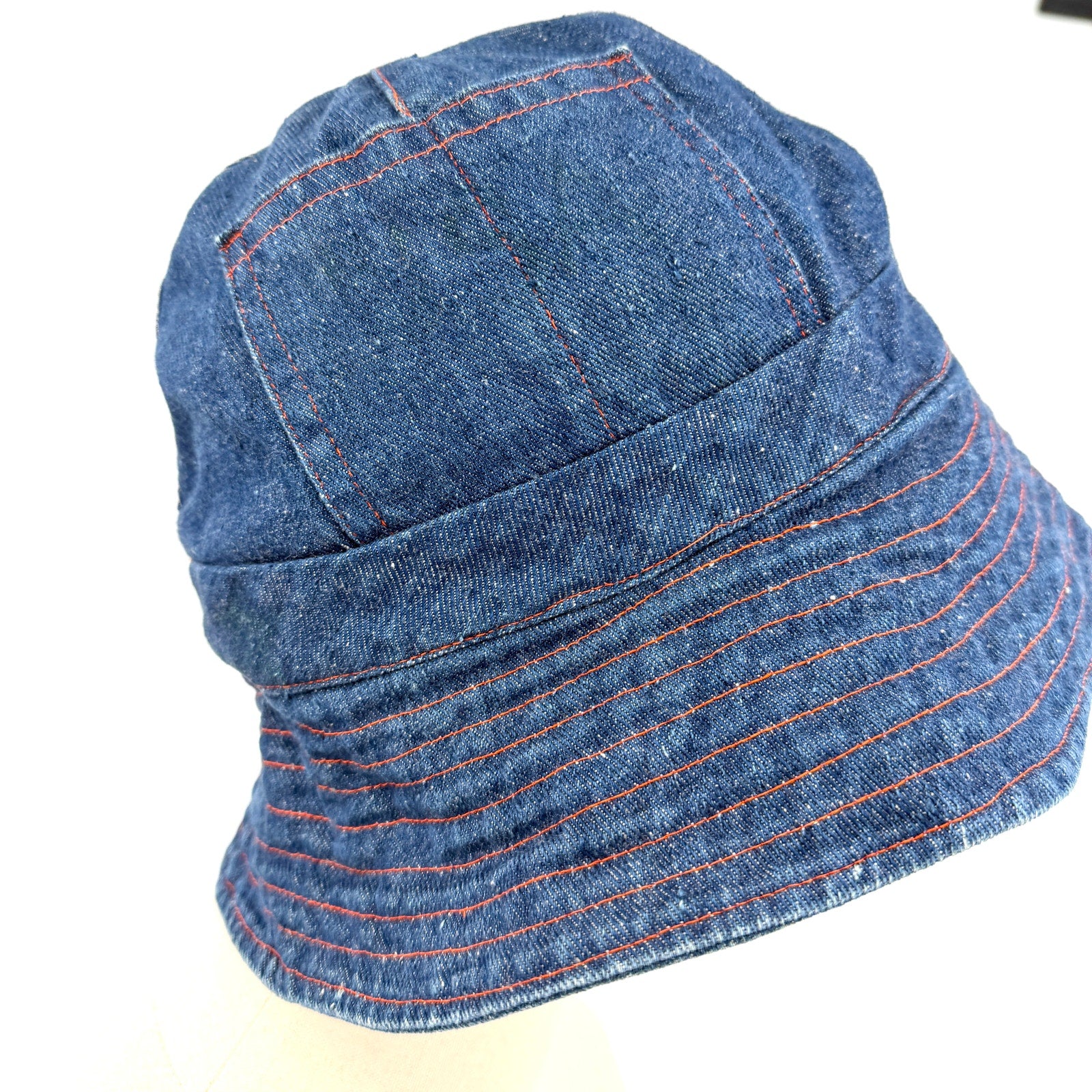 Vintage 70s Handmade Blue Denim Steel Zipper Utility Bucket Hat