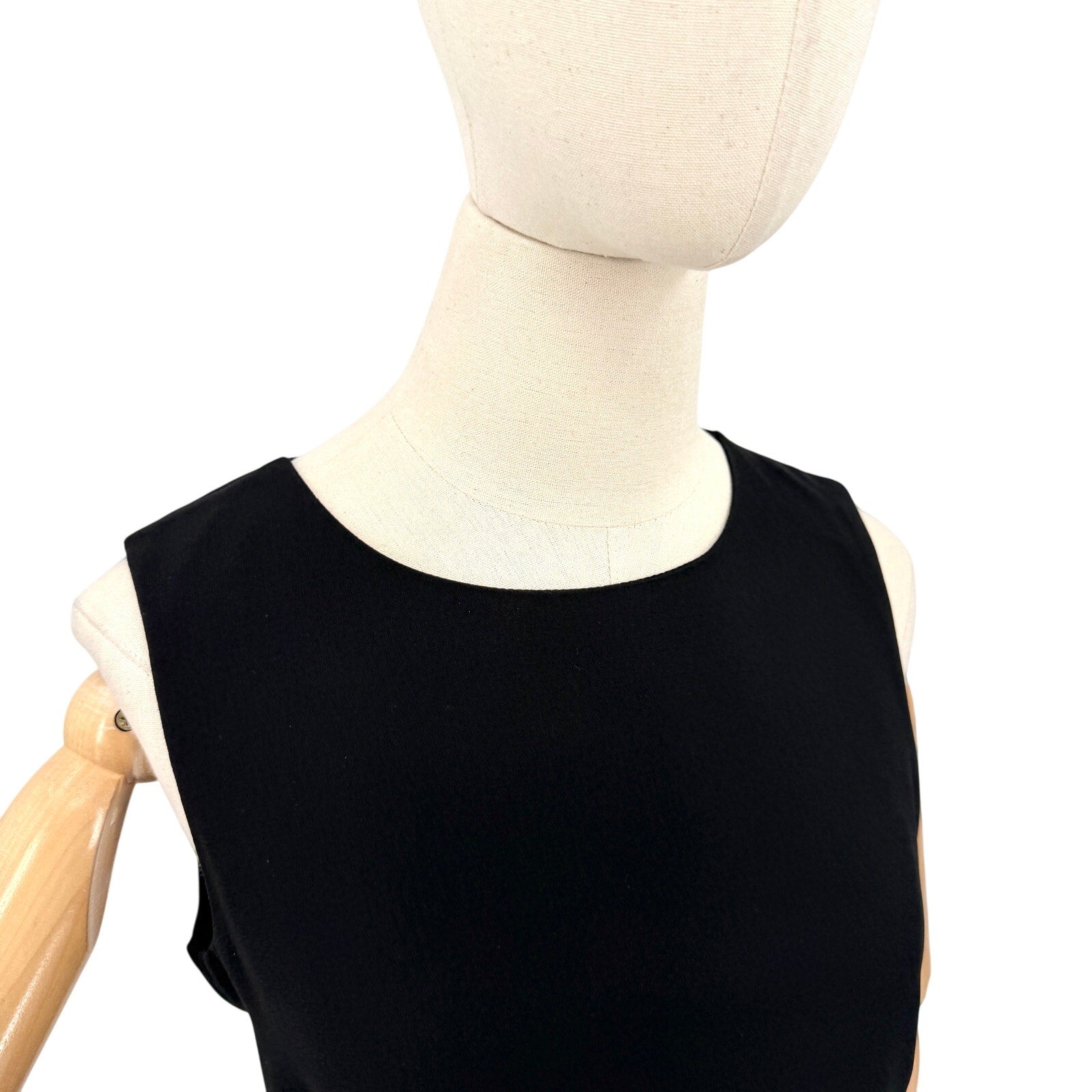 Vintage 90s Esprit Black Sleeveless Keyhole Back Shift Mini Dress