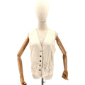 Vintage 90s Bushwacker Cream Linen Cotton Minimalist Eyelet Lace Back Vest
