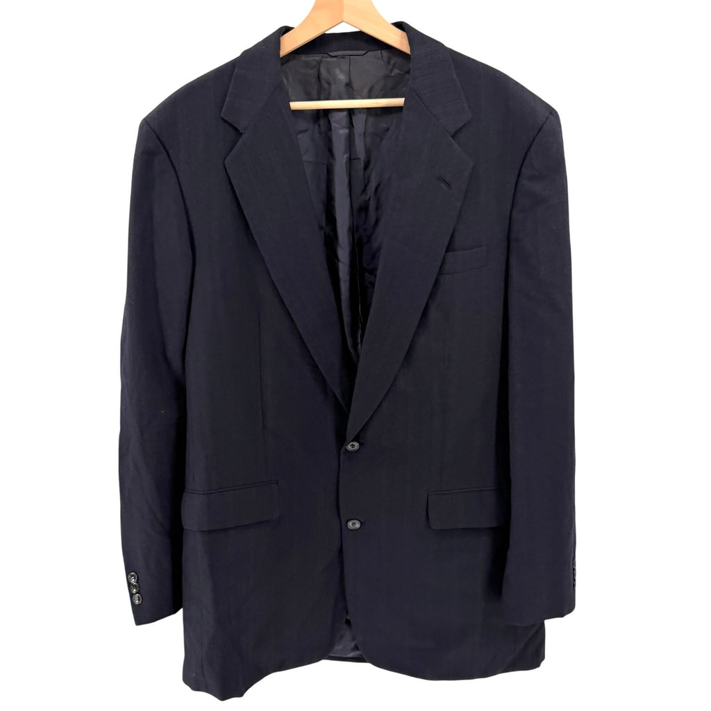 Vintage 80s Norman Hilton for Barneys Navy 100% Wool Pinstripe Blazer Jacket