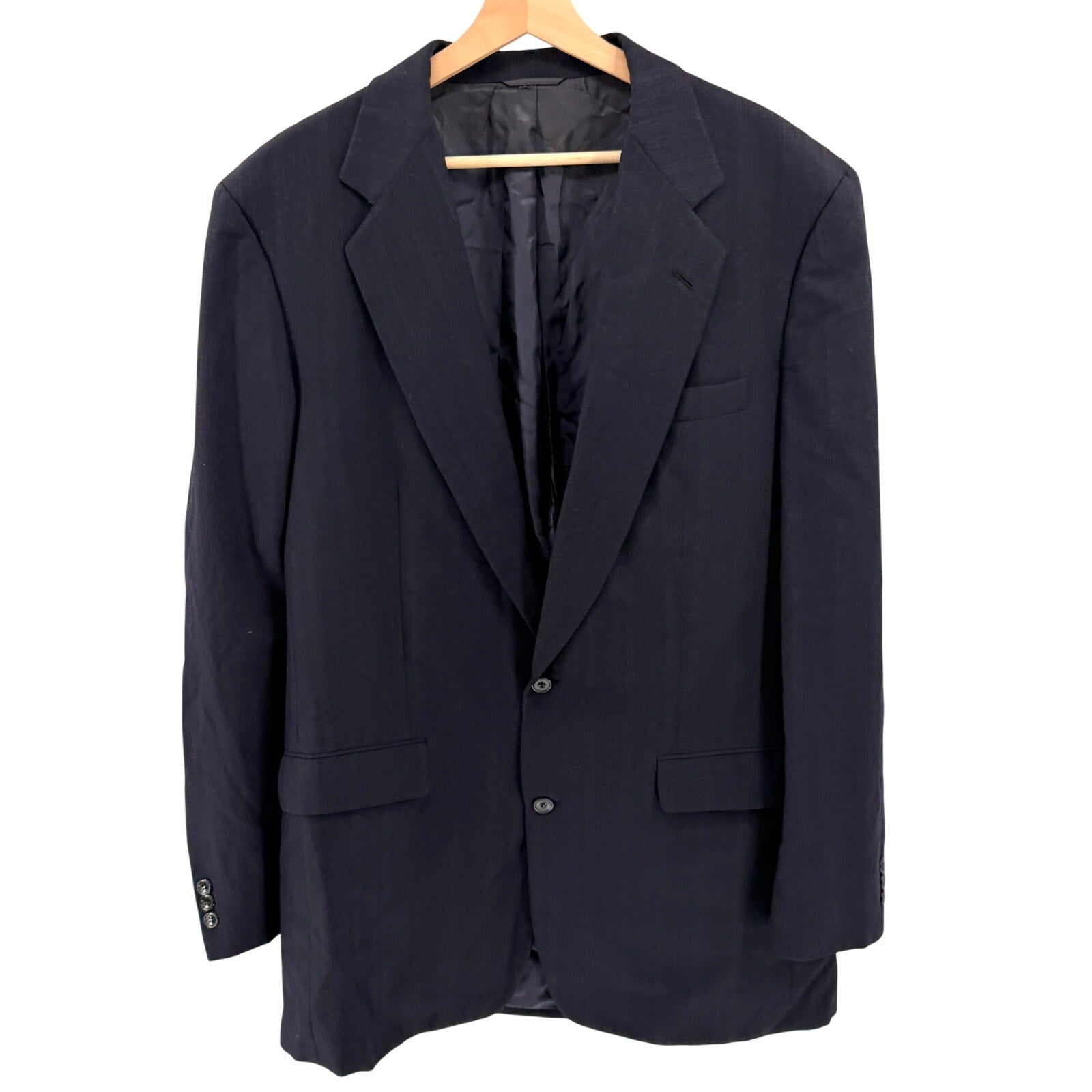 Vintage 80s Norman Hilton for Barneys Navy 100% Wool Pinstripe Blazer Jacket