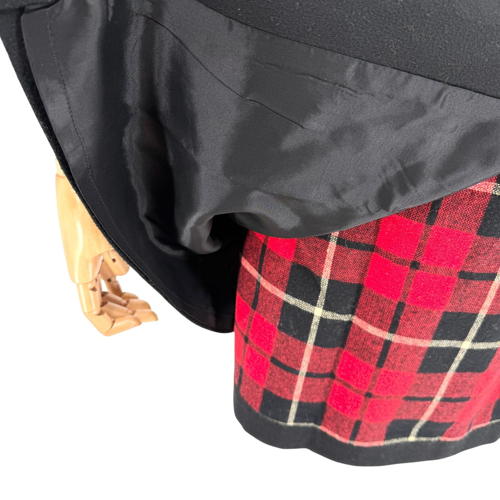 Vintage 90s Express Red Black Plaid Tartan Mini Wrap Skirt