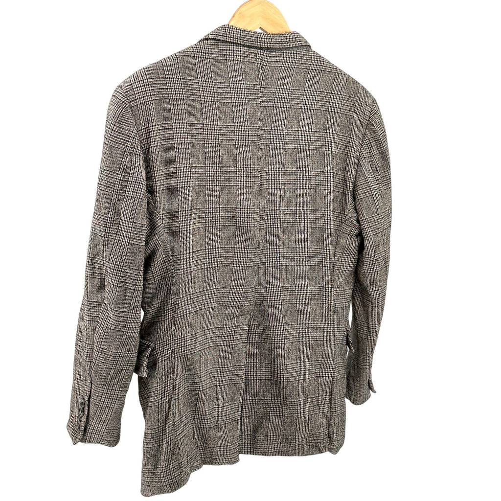Vintage 80s Paul Stuart Tan Black Check Preppy Sharp Tailoring Blazer Jacket