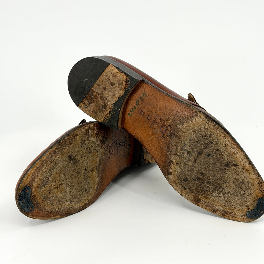 Vintage 90s Italian Brown Genuine Leather Monk Strap Shoes