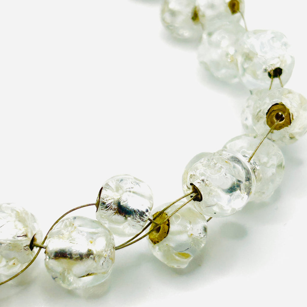 Vintage Heart Clasp Faceted Clear Glass Beaded Romantic Statement Necklace