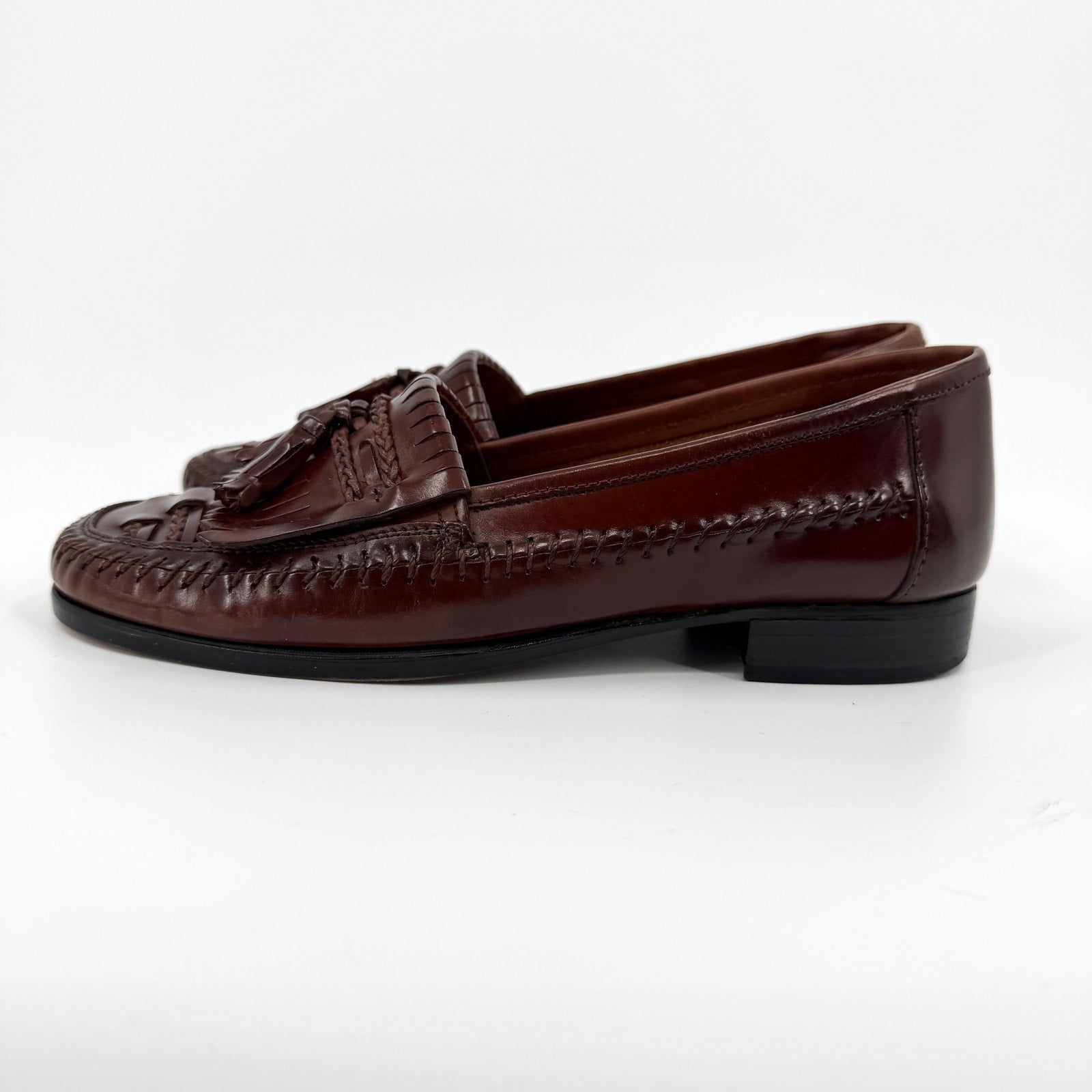 Vintage 90s Donato Marrone Brown Genuine Leather Tassel Kiltie Loafers