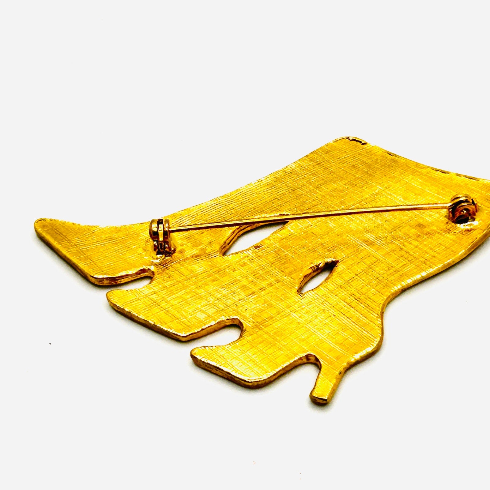 Vintage 80s Gold Enamel Glam High Heel Trio Brooch Pin