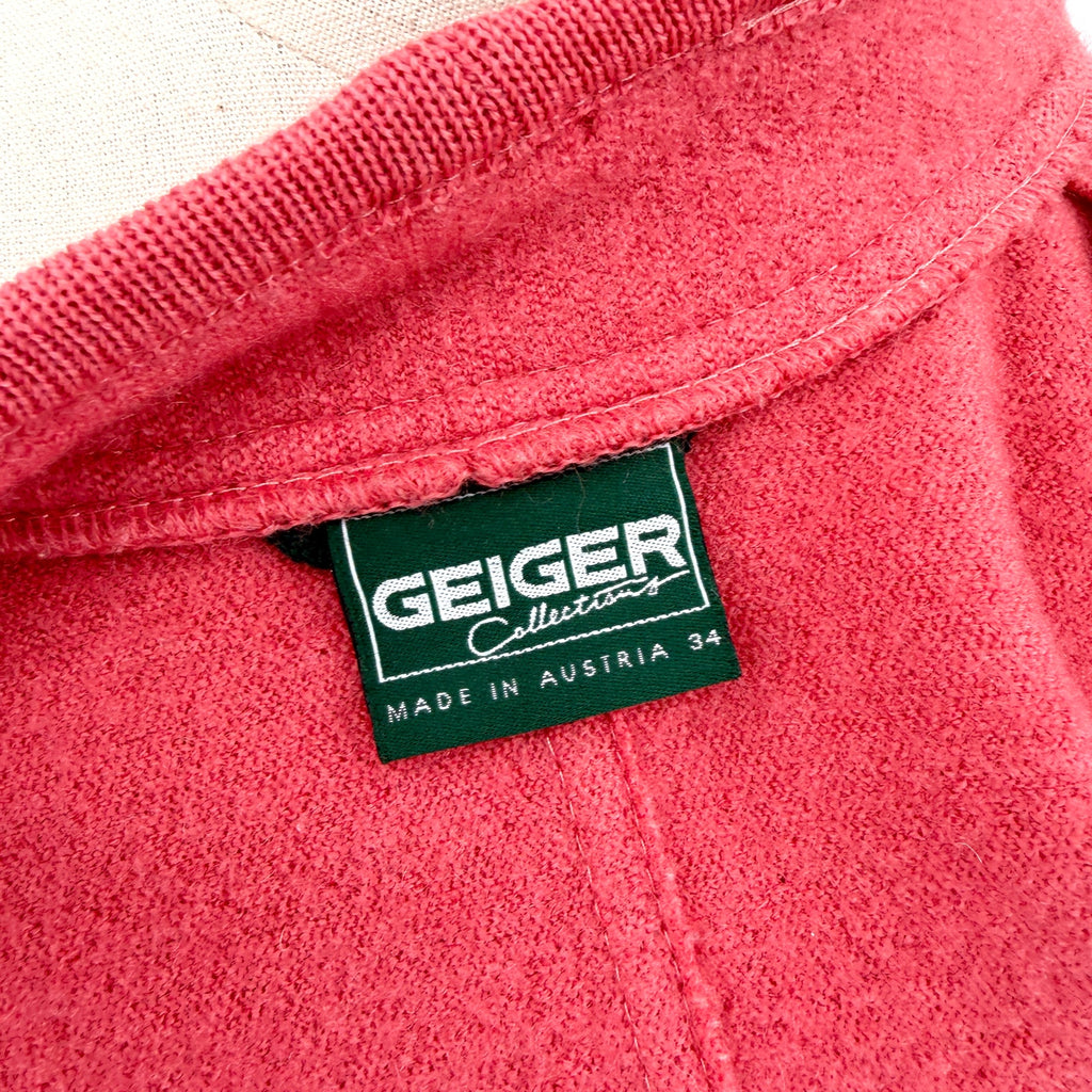 Vintage 90s Geiger Watermelon Pink 100% Wool Crest Button Jacket