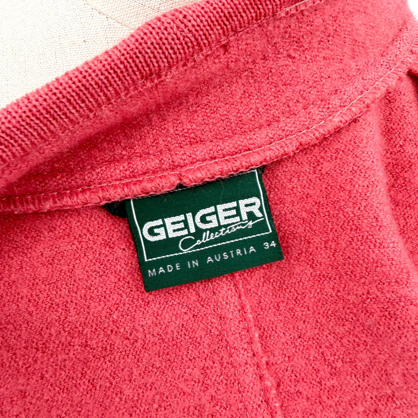 Vintage 90s Geiger Watermelon Pink 100% Wool Crest Button Jacket