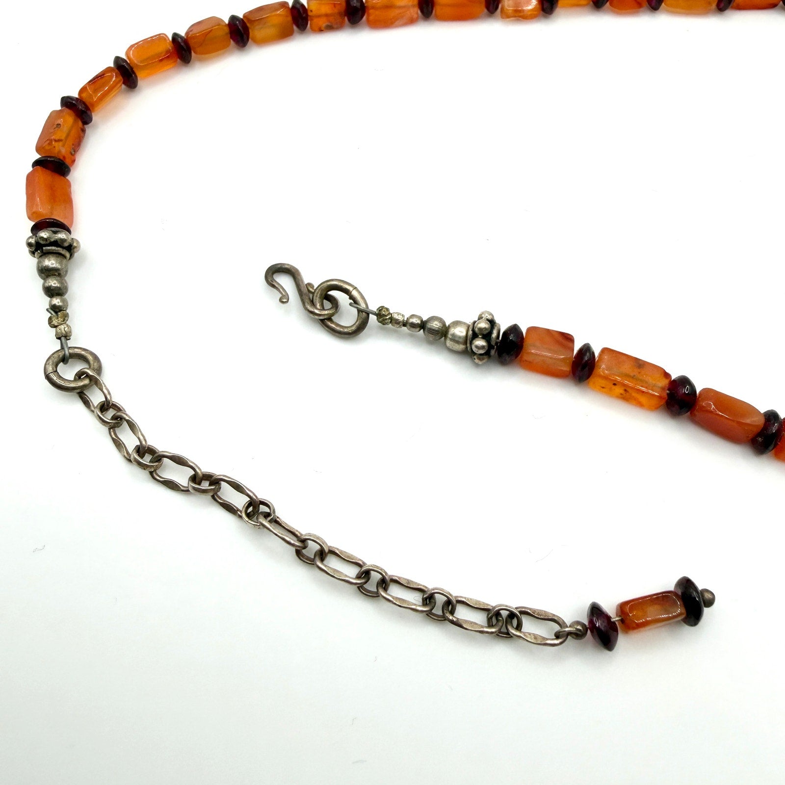 Vintage 90s Sterling Silver Carnelian Druzy Geode Pendant Necklace
