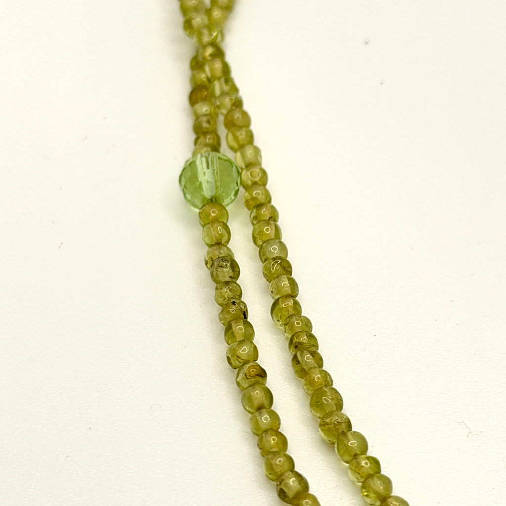 Vintage 90s Peridot Lapis Lazuli Green Blue Beaded Double Strand Necklace