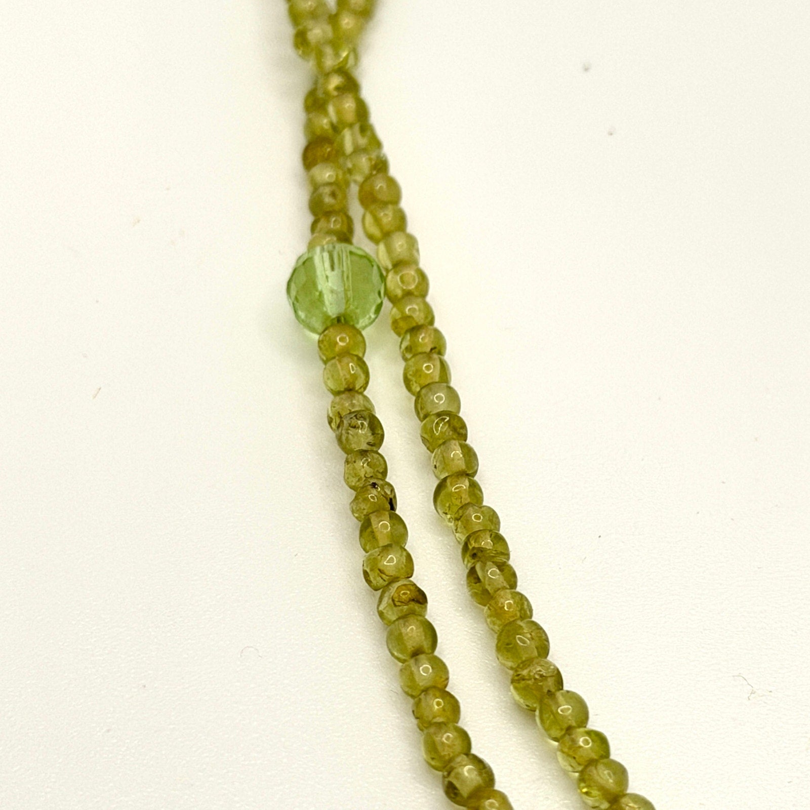 Vintage 90s Peridot Lapis Lazuli Green Blue Beaded Double Strand Necklace