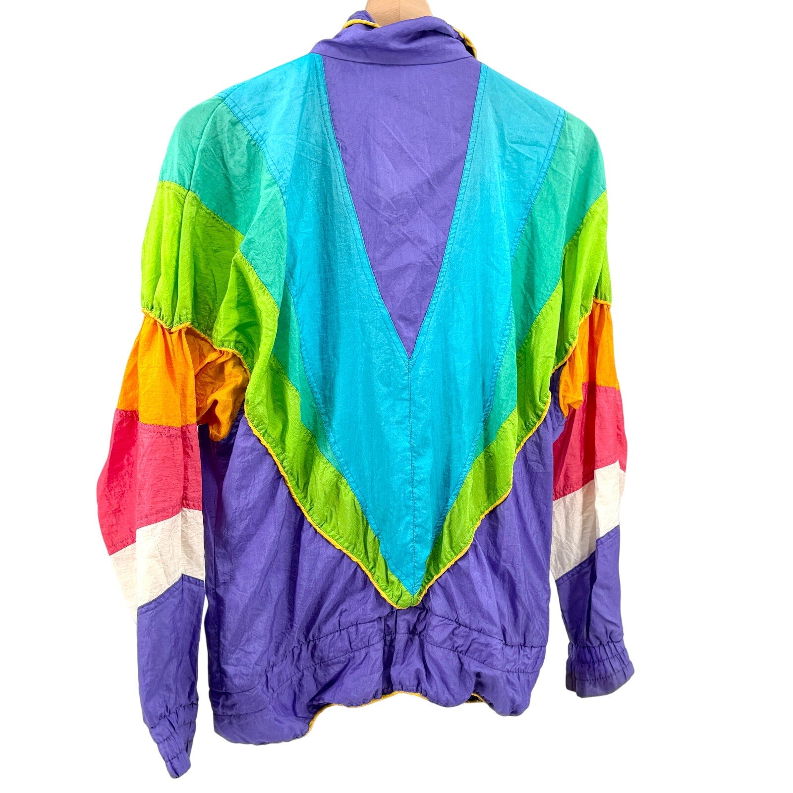 Vintage 90s Clipper Bay Colorblock Purple Rainbow Windbreaker Tracksuit Set