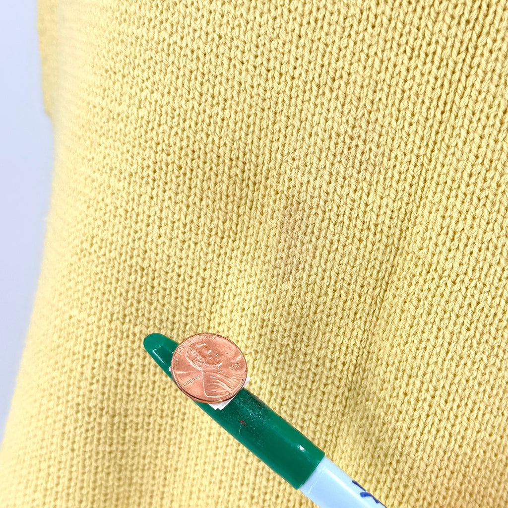 Anewsta Pastel Yellow Feather Trim Pocket Mermaid Knit Sleeveless Dress
