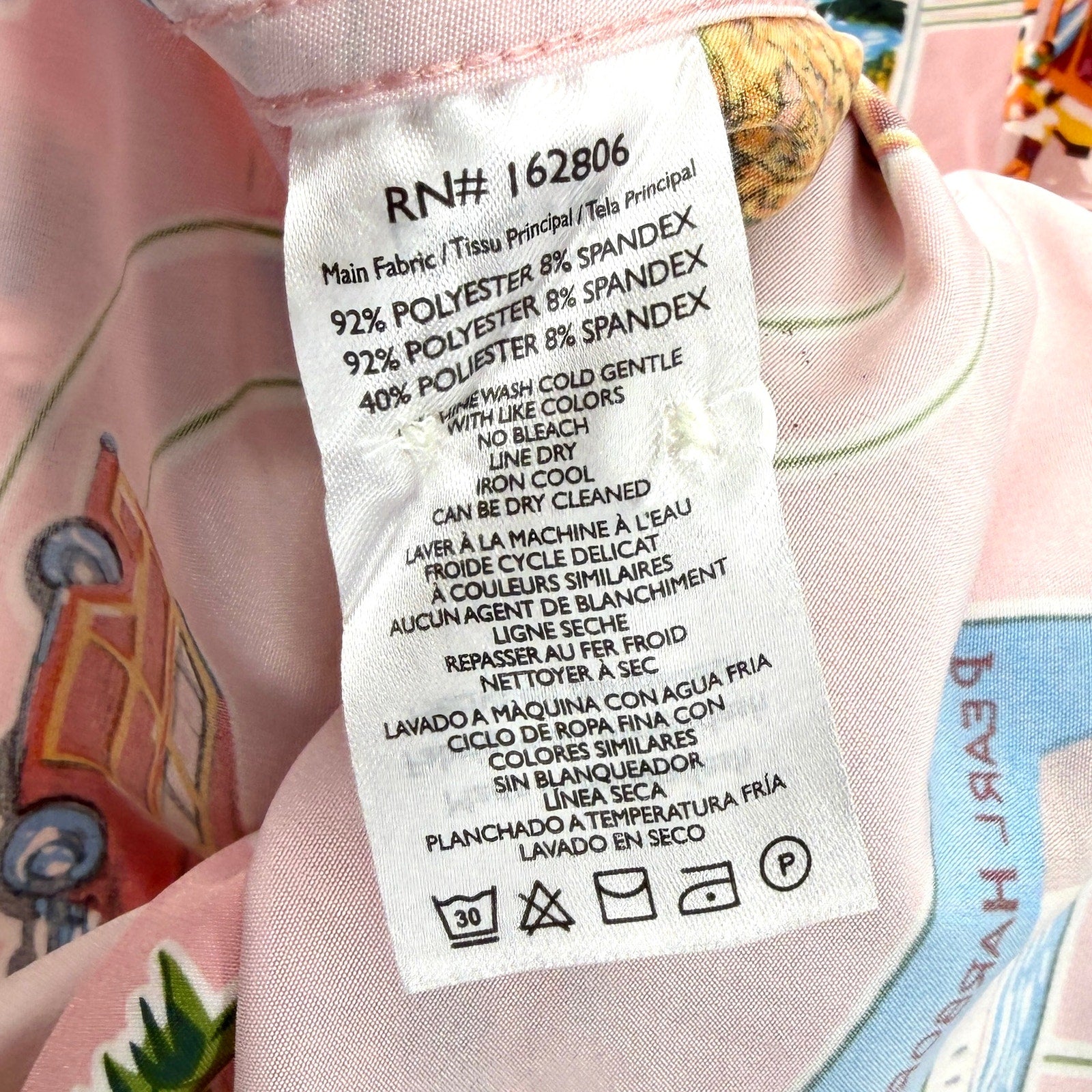Cotton & Co. Pastel Pink Hawaii Map Souvenir Motif Short Sleeve Button Up Shirt