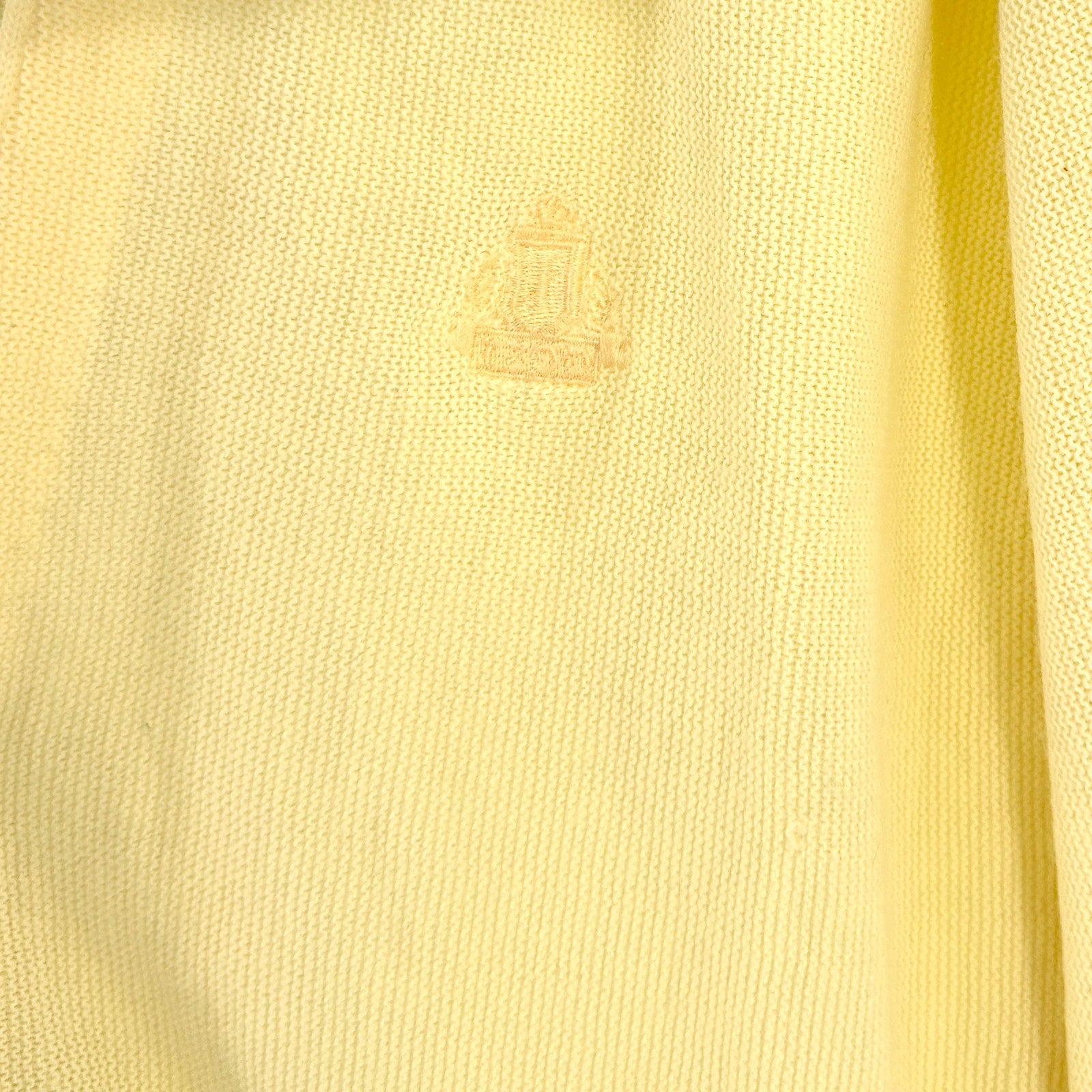Vintage 70s IZOD Yellow Golf Prep V-Neck Knit Button Cardigan Sweater