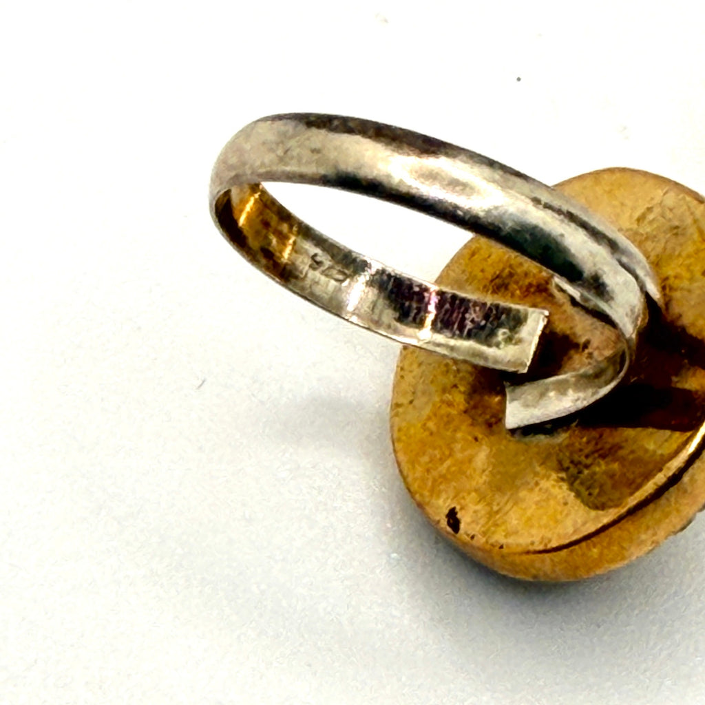 Vintage 90s Peach Moonstone Sterling Silver Pave Crystal Halo Cocktail Ring