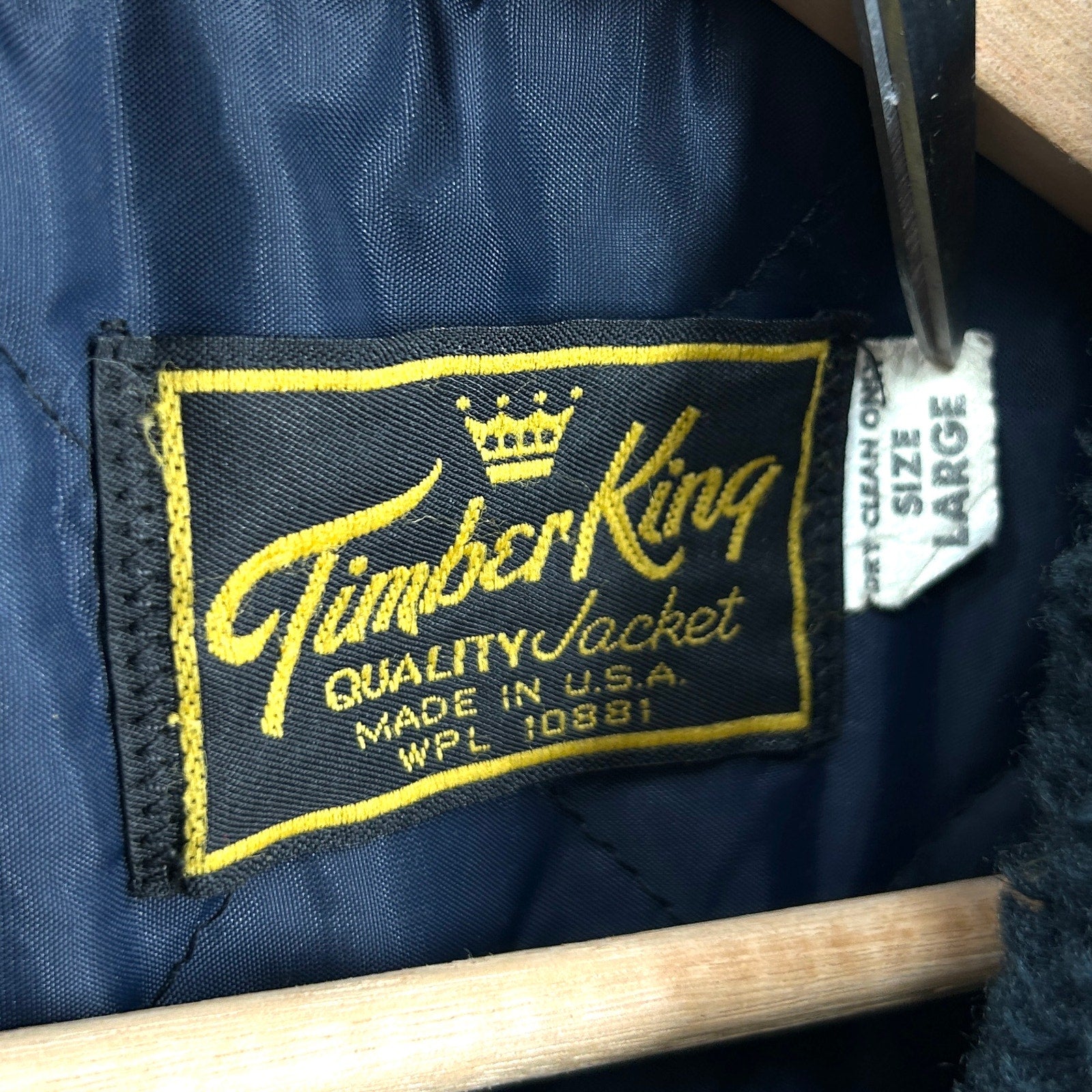 Vintage 1970s Timber King Navy Quilted Faux Fur Collar Bomber Jacket
