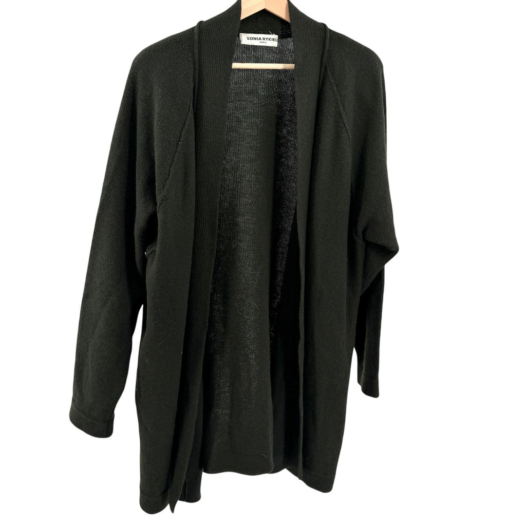 Sonia Rykiel Dark Forest Green 100% Wool Oversized Open Front Cardigan
