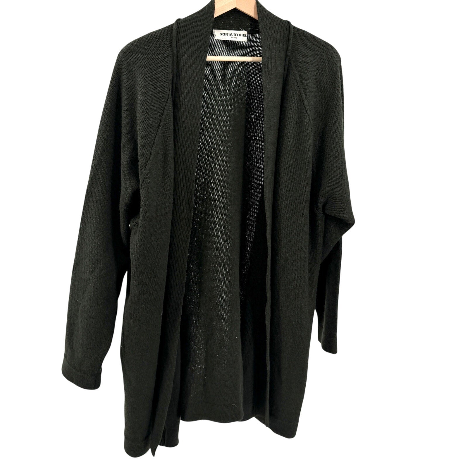 Sonia Rykiel Dark Forest Green 100% Wool Oversized Open Front Cardigan