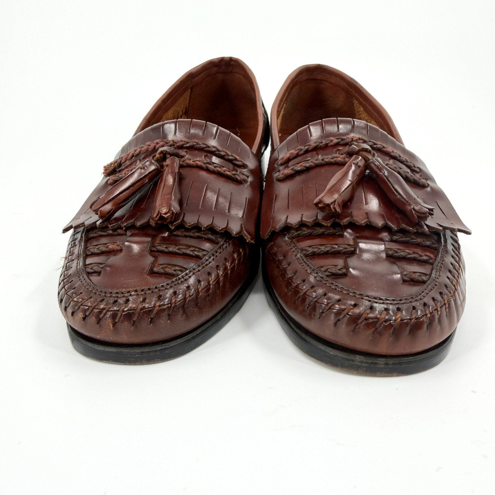 Vintage 90s Donato Marrone Brown Genuine Leather Tassel Kiltie Loafers
