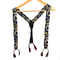 Vintage 90s Perry Ellis Portfolio Navy 100% Silk Wheat Suspenders