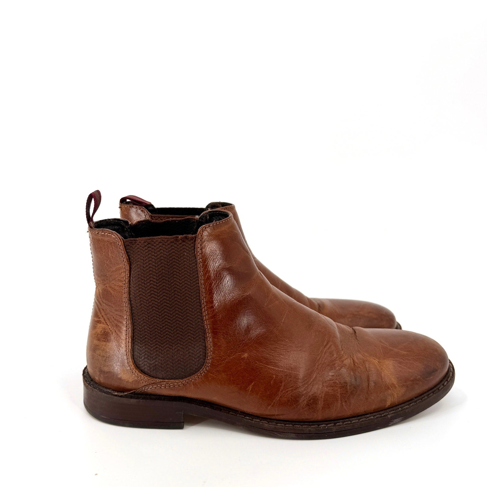Crown Vintage Distressed Brown Genuine Leather Chelsea Boots