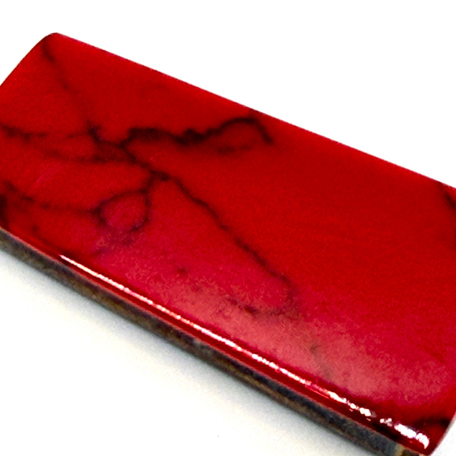 Vintage 90s Signed Black Red Sterling Silver Modernist Reversible Pendant