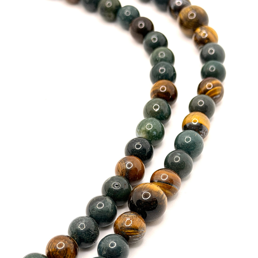 Vintage 90s Tiger's Eye Bloodstone Multi Strand Statement Necklace